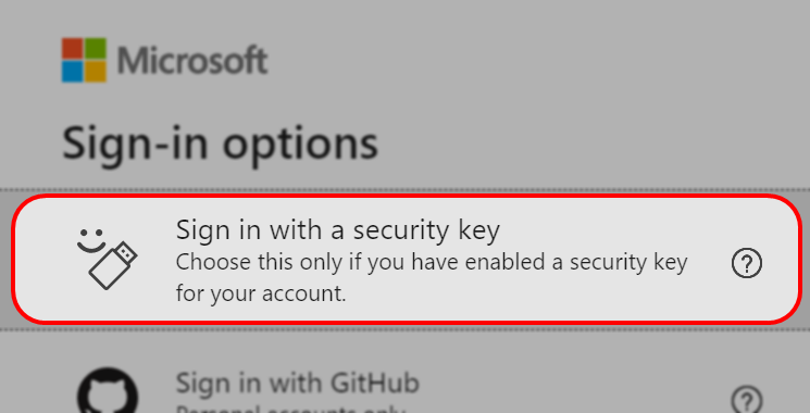 select sign-in key